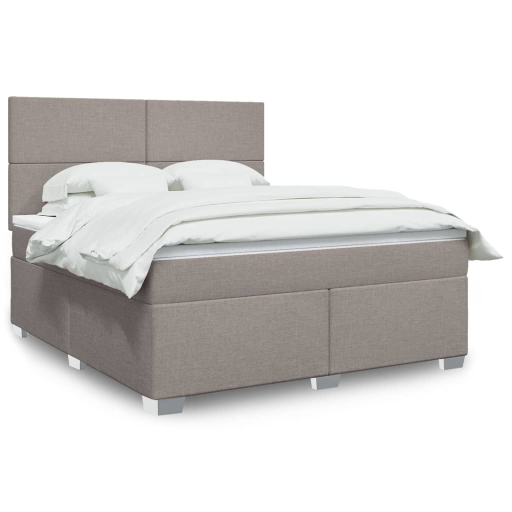 vidaXL Κρεβάτι Boxspring με Στρώμα Taupe 180x200 εκ. Υφασμάτινο