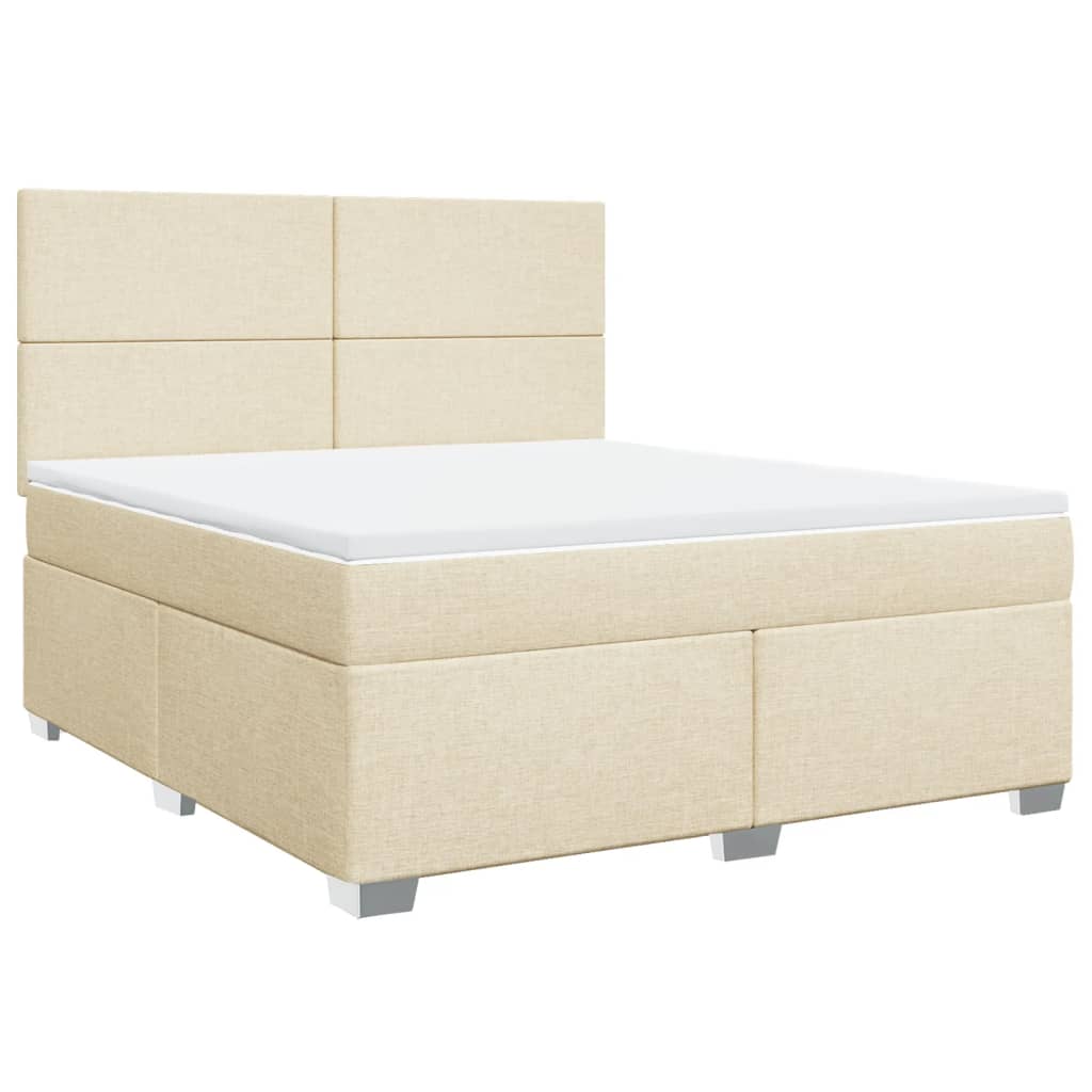 vidaXL Κρεβάτι Boxspring με Στρώμα Κρεμ 180x200 εκ. Υφασμάτινο