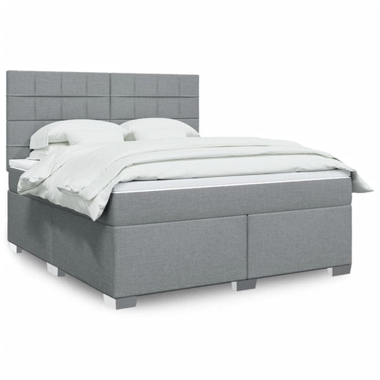 vidaXL Κρεβάτι Boxspring με Στρώμα Ανοιχτό Γκρι 180x200 εκ. Υφασμάτινο