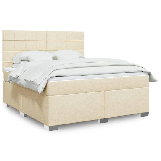 vidaXL Κρεβάτι Boxspring με Στρώμα Κρεμ 180x200 εκ. Υφασμάτινο