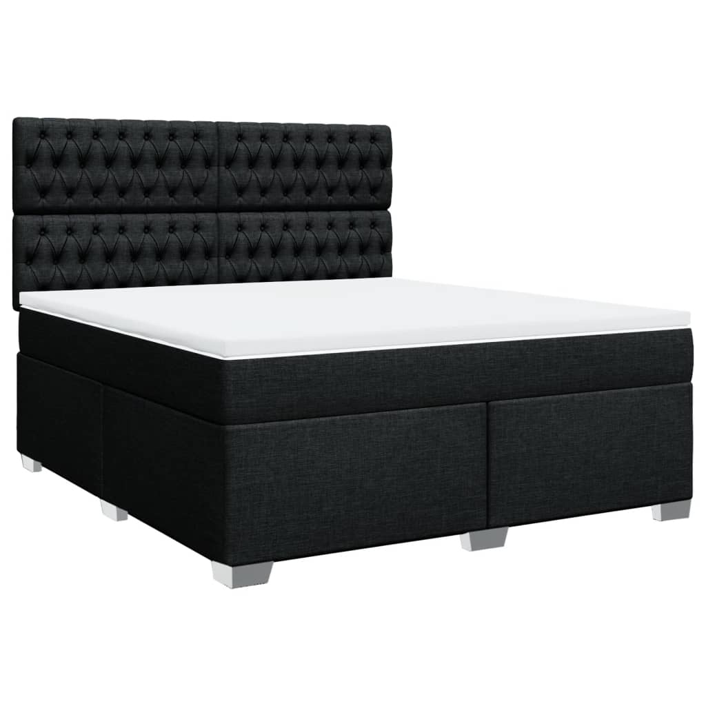 vidaXL Κρεβάτι Boxspring με Στρώμα Μαύρο 180x200 εκ. Υφασμάτινο