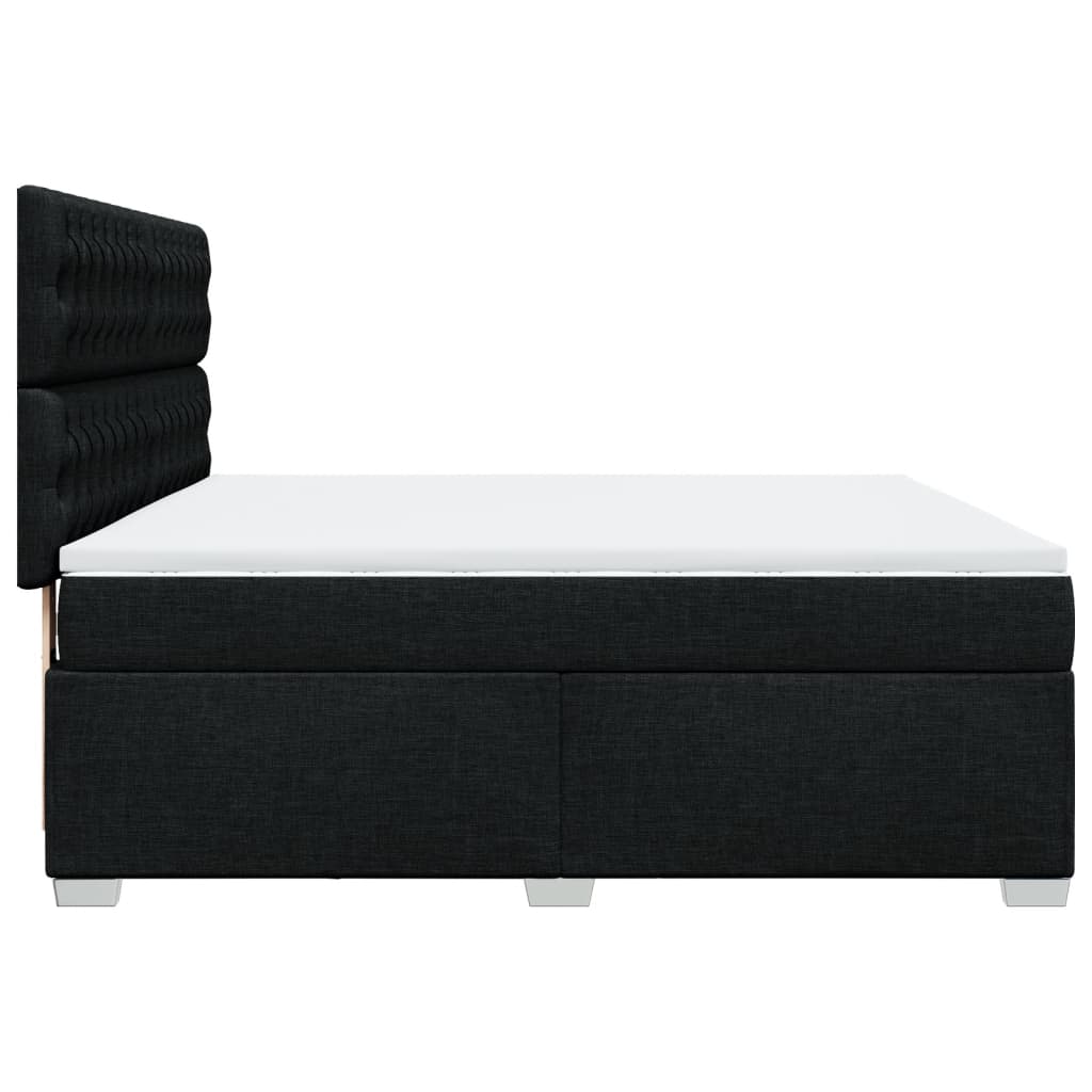 vidaXL Κρεβάτι Boxspring με Στρώμα Μαύρο 180x200 εκ. Υφασμάτινο