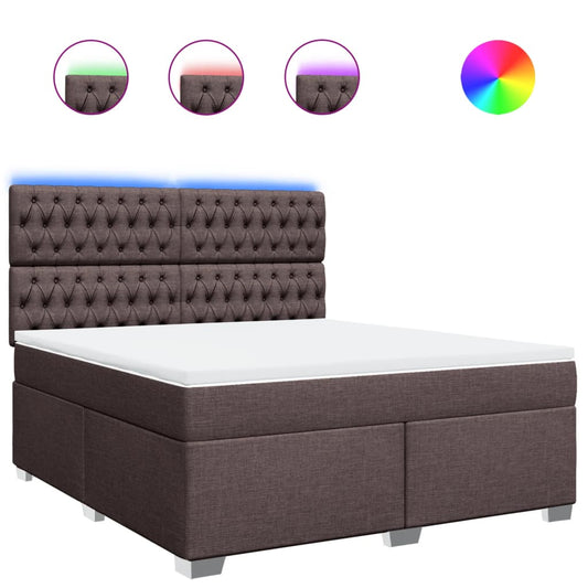 vidaXL Κρεβάτι Boxspring με Στρώμα Σκούρο Καφέ 180x200 εκ Υφασμάτινο