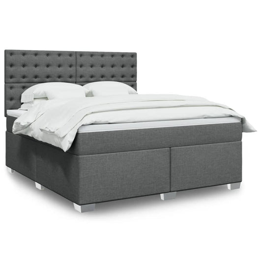 vidaXL Κρεβάτι Boxspring με Στρώμα Σκούρο Γκρι 180x200 εκ Υφασμάτιν