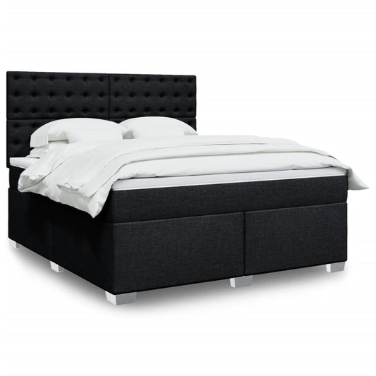 vidaXL Κρεβάτι Boxspring με Στρώμα Μαύρο 180x200 εκ. Υφασμάτινο