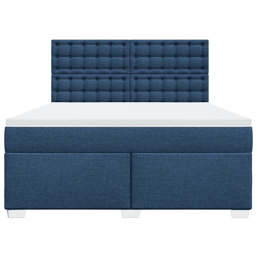vidaXL Κρεβάτι Boxspring με Στρώμα Μπλε 180x200 εκ. Υφασμάτινο