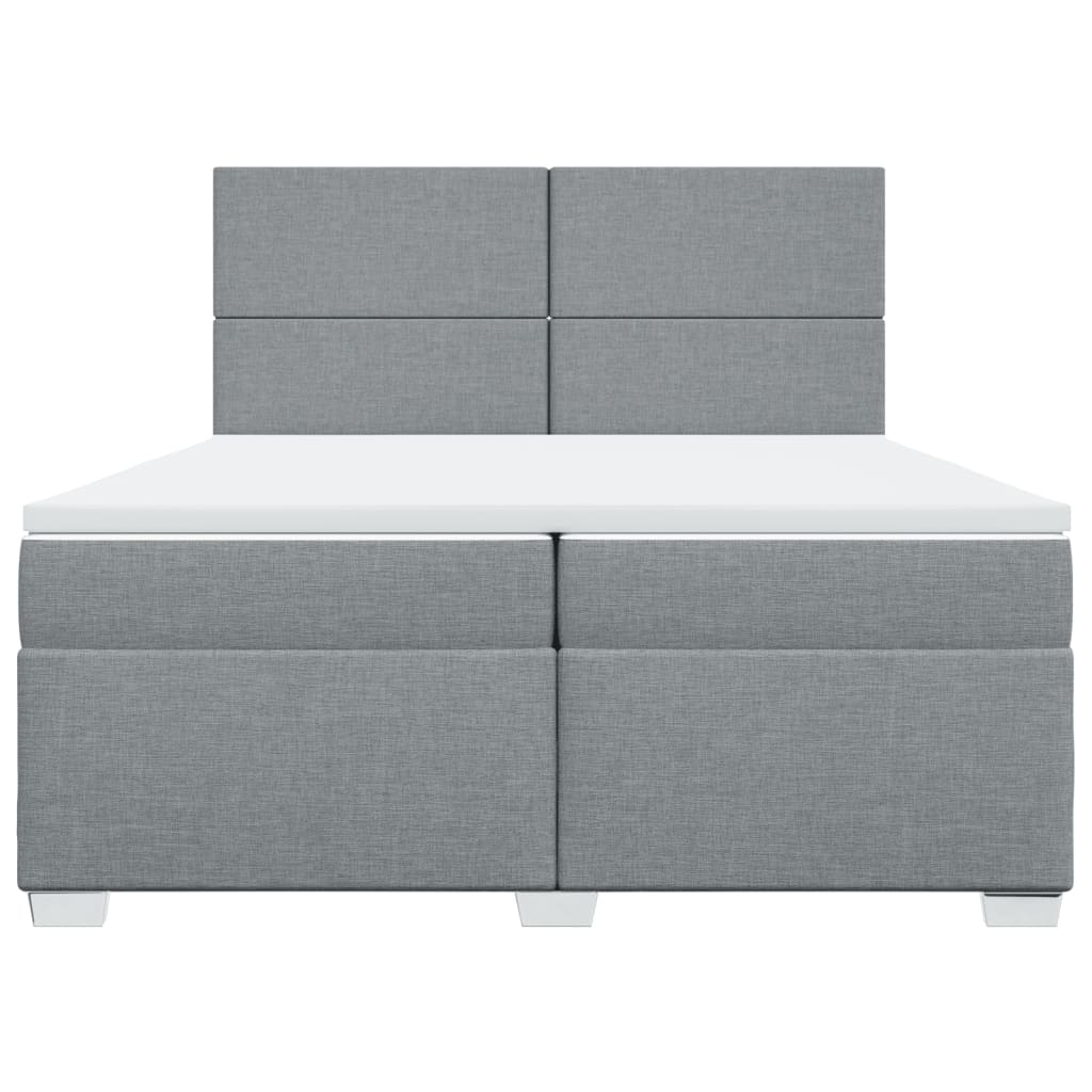 vidaXL Κρεβάτι Boxspring με Στρώμα Ανοιχτό Γκρι 200x200 εκ. Υφασμάτινο