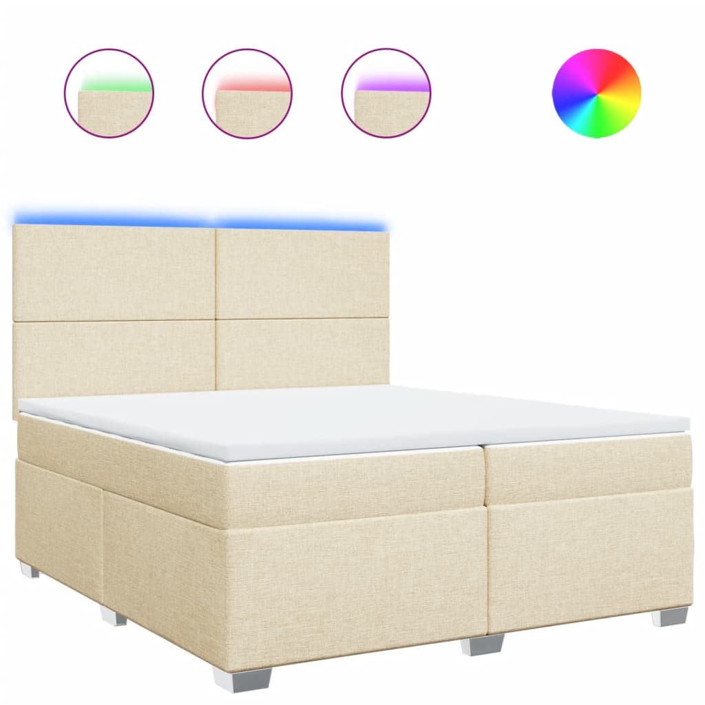 vidaXL Κρεβάτι Boxspring με Στρώμα Κρεμ 200x200 εκ. Υφασμάτινο