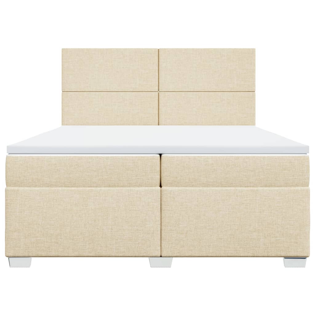 vidaXL Κρεβάτι Boxspring με Στρώμα Κρεμ 200x200 εκ. Υφασμάτινο