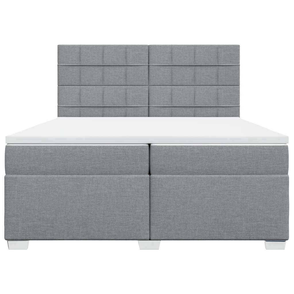 vidaXL Κρεβάτι Boxspring με Στρώμα Ανοιχτό Γκρι 200x200 εκ. Υφασμάτινο
