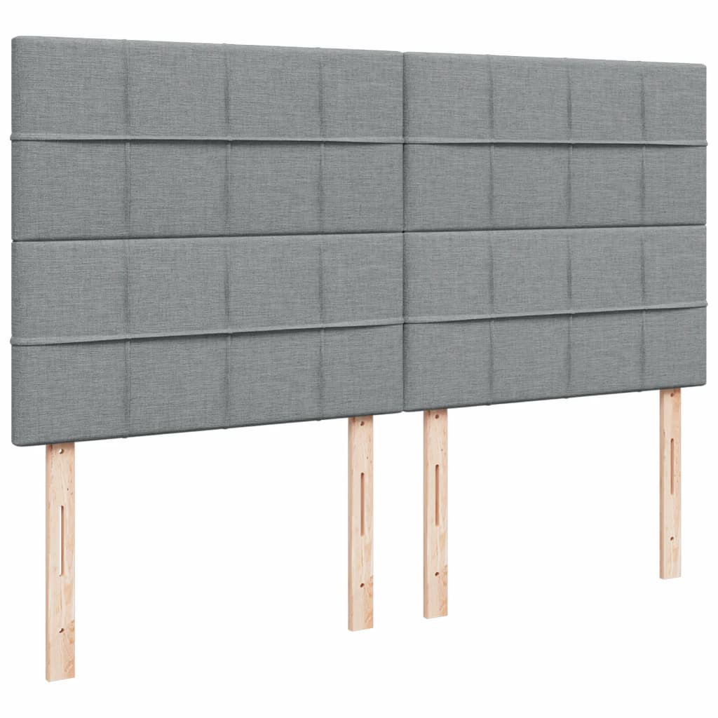 vidaXL Κρεβάτι Boxspring με Στρώμα Ανοιχτό Γκρι 200x200 εκ. Υφασμάτινο