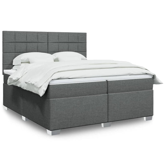 vidaXL Κρεβάτι Boxspring με Στρώμα Σκούρο Γκρι 200x200 εκ. Υφασμάτινο