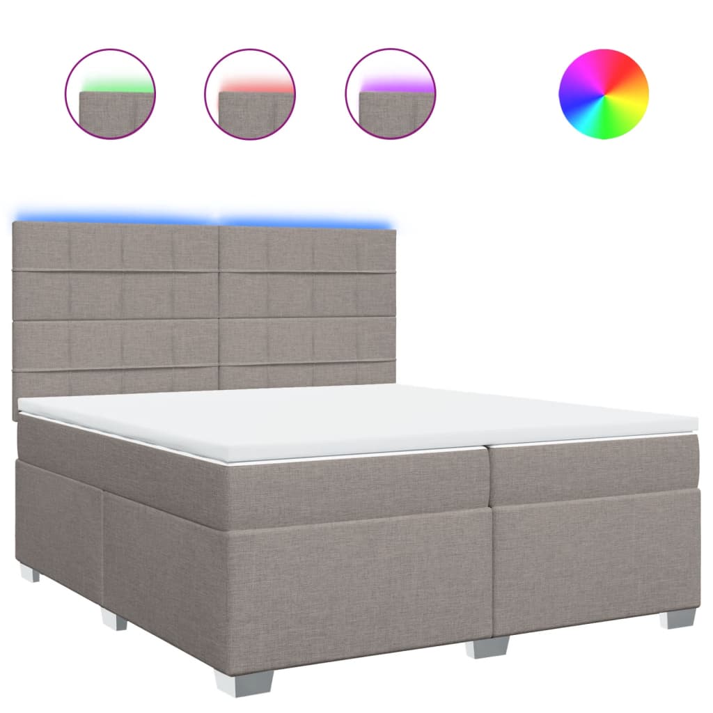 vidaXL Κρεβάτι Boxspring με Στρώμα Taupe 200x200 εκ. Υφασμάτινο