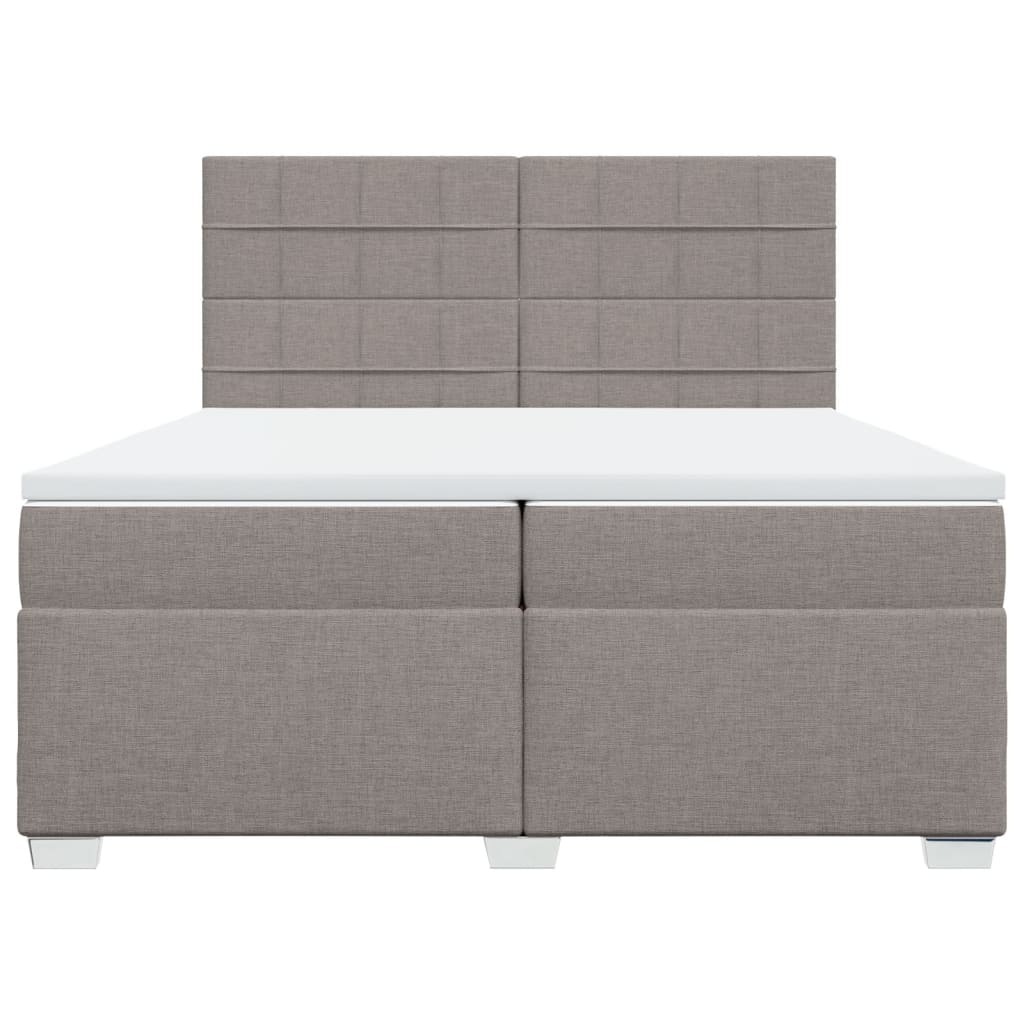 vidaXL Κρεβάτι Boxspring με Στρώμα Taupe 200x200 εκ. Υφασμάτινο