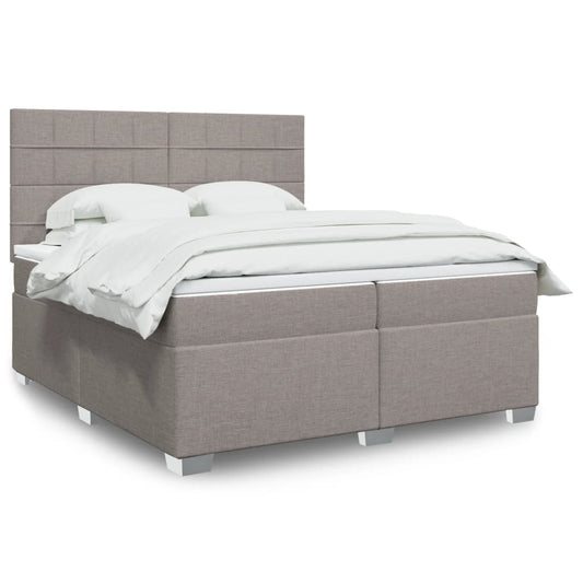 vidaXL Κρεβάτι Boxspring με Στρώμα Taupe 200x200 εκ. Υφασμάτινο