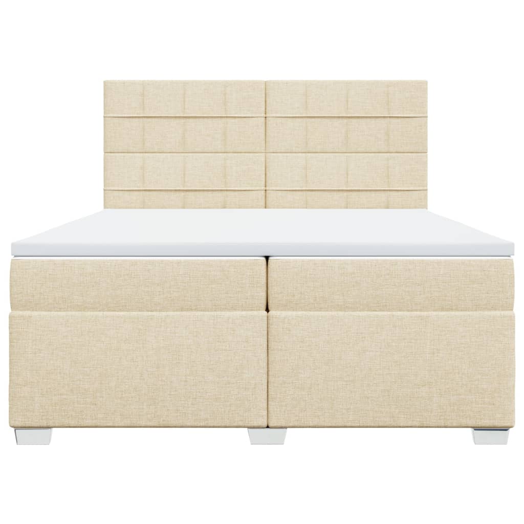vidaXL Κρεβάτι Boxspring με Στρώμα Κρεμ 200x200 εκ. Υφασμάτινο