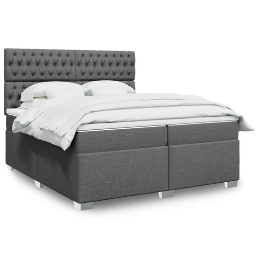 vidaXL Κρεβάτι Boxspring με Στρώμα Σκούρο Γκρι 200x200 εκ. Υφασμάτινο