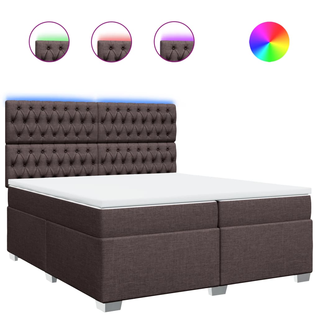 vidaXL Κρεβάτι Boxspring με Στρώμα Σκούρο Καφέ 200x200 εκ. Υφασμάτινο
