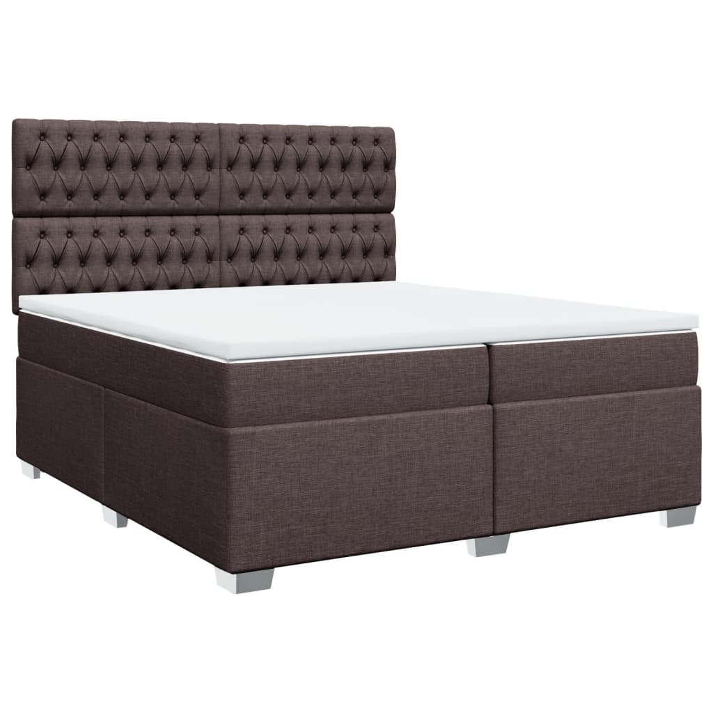 vidaXL Κρεβάτι Boxspring με Στρώμα Σκούρο Καφέ 200x200 εκ. Υφασμάτινο