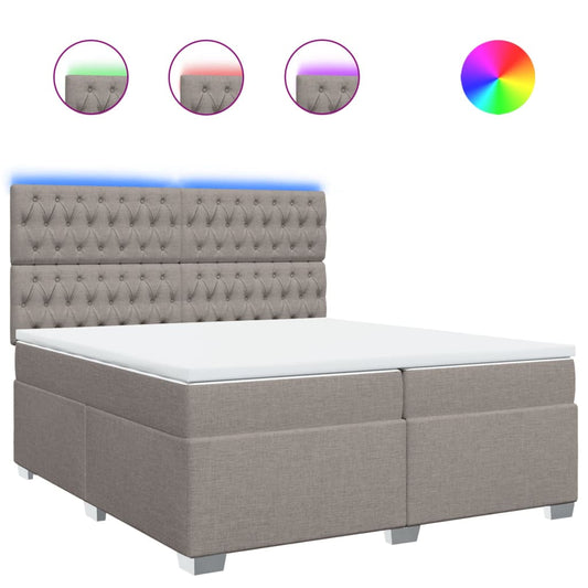 vidaXL Κρεβάτι Boxspring με Στρώμα Taupe 200x200 εκ. Υφασμάτινο