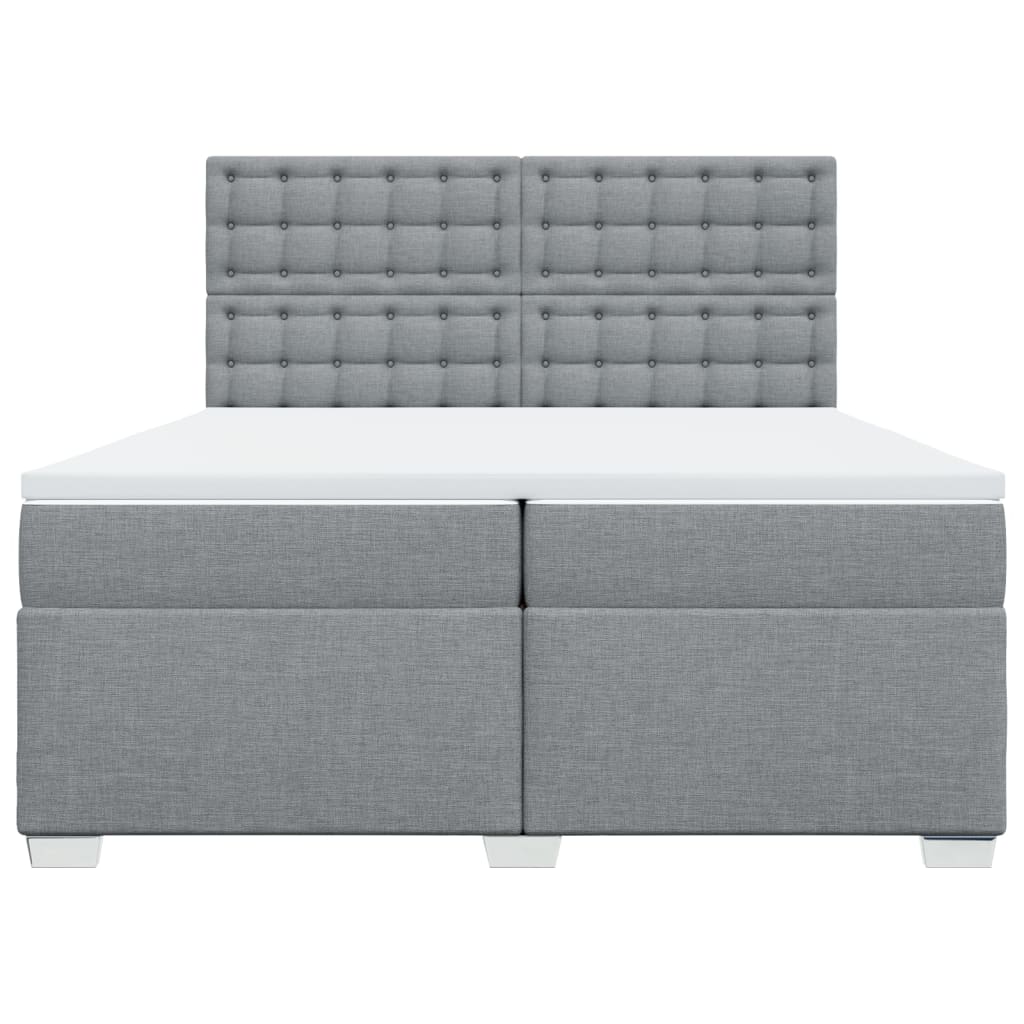 vidaXL Κρεβάτι Boxspring με Στρώμα Ανοιχτό Γκρι 200x200 εκ. Υφασμάτινο
