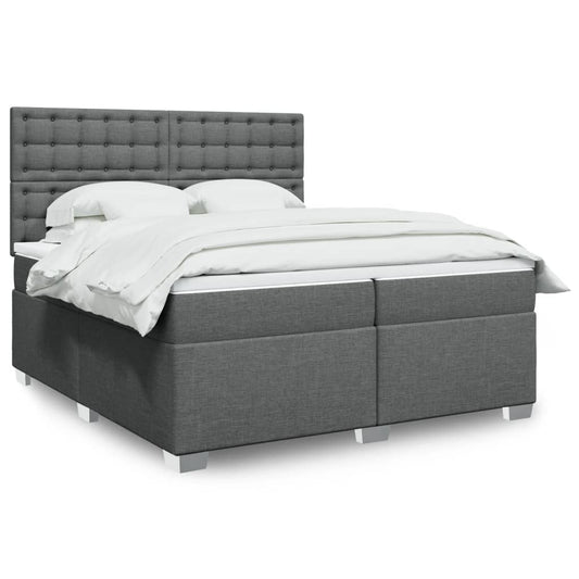 vidaXL Κρεβάτι Boxspring με Στρώμα Σκούρο Γκρι 200x200 εκ. Υφασμάτινο