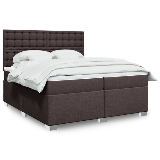vidaXL Κρεβάτι Boxspring με Στρώμα Σκούρο Καφέ 200x200 εκ. Υφασμάτινο