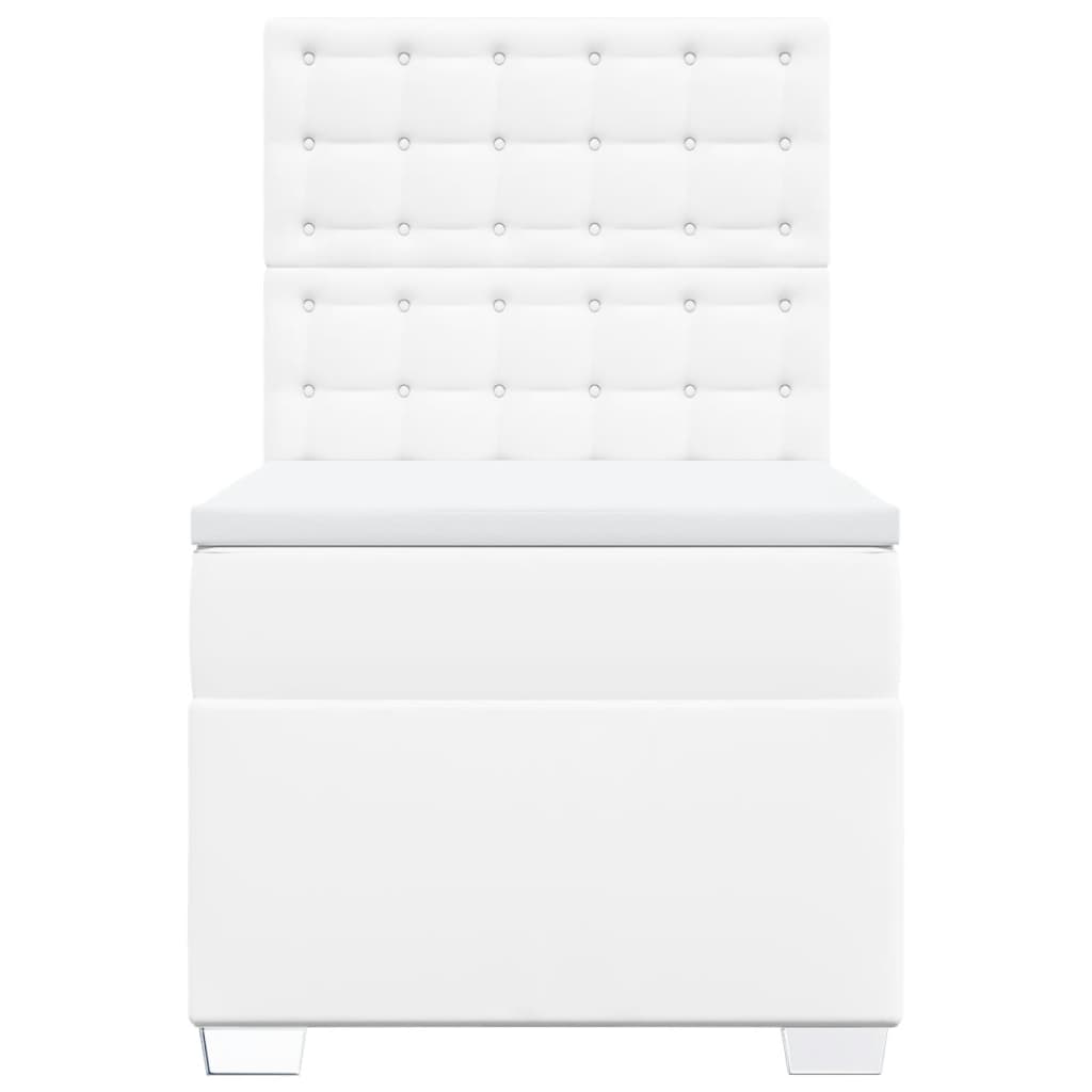 vidaXL Κρεβάτι Boxspring με Στρώμα Λευκό 80 x 200 εκ. Συνθετικό Δέρμα