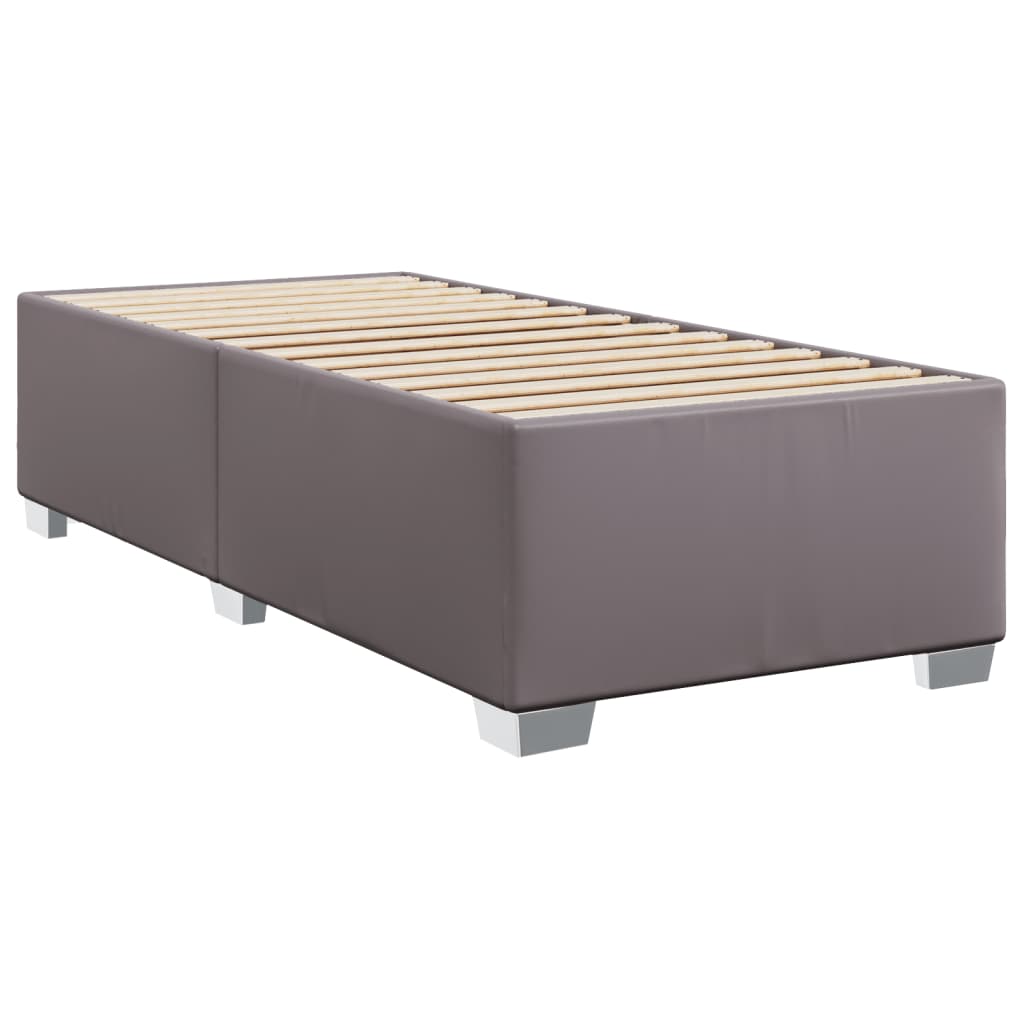 vidaXL Κρεβάτι Boxspring με Στρώμα Γκρι 100x200εκ. από Συνθετικό Δέρμα