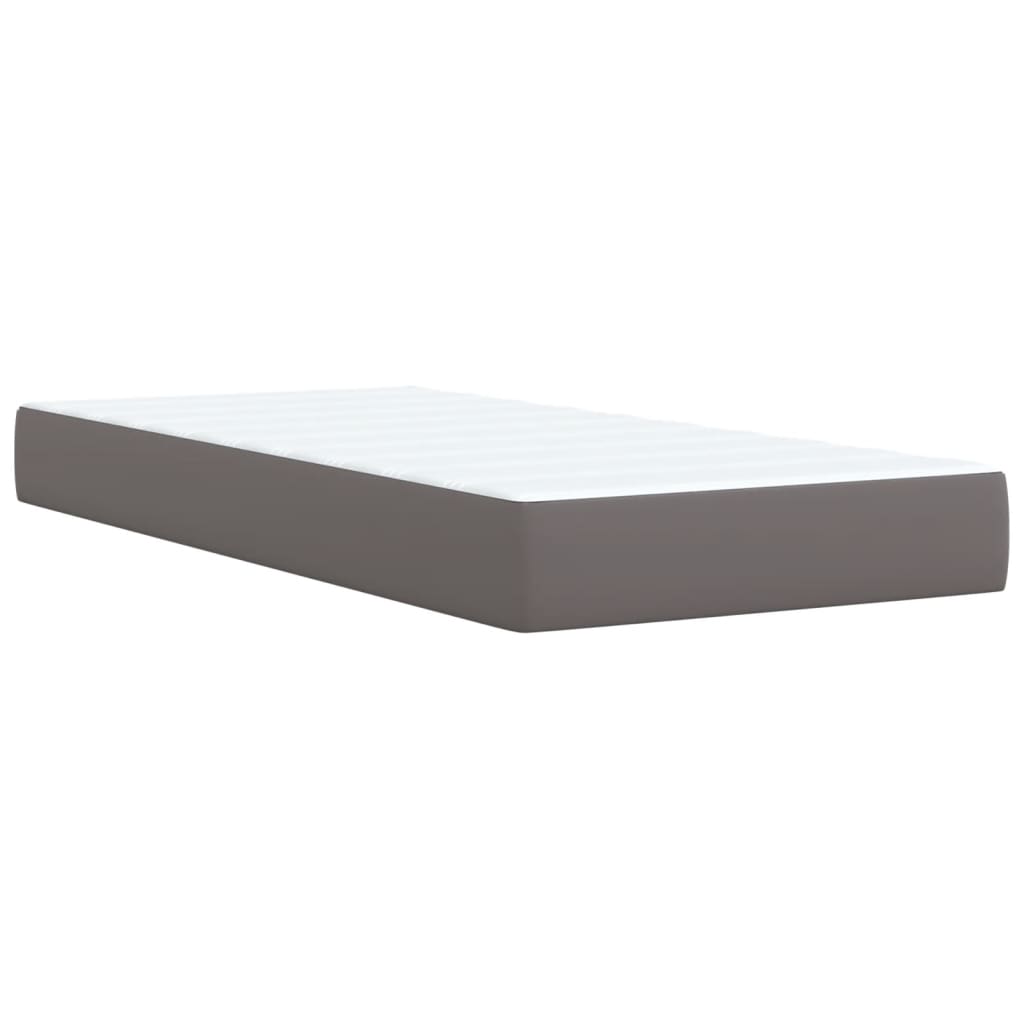 vidaXL Κρεβάτι Boxspring με Στρώμα Γκρι 100x200εκ. από Συνθετικό Δέρμα