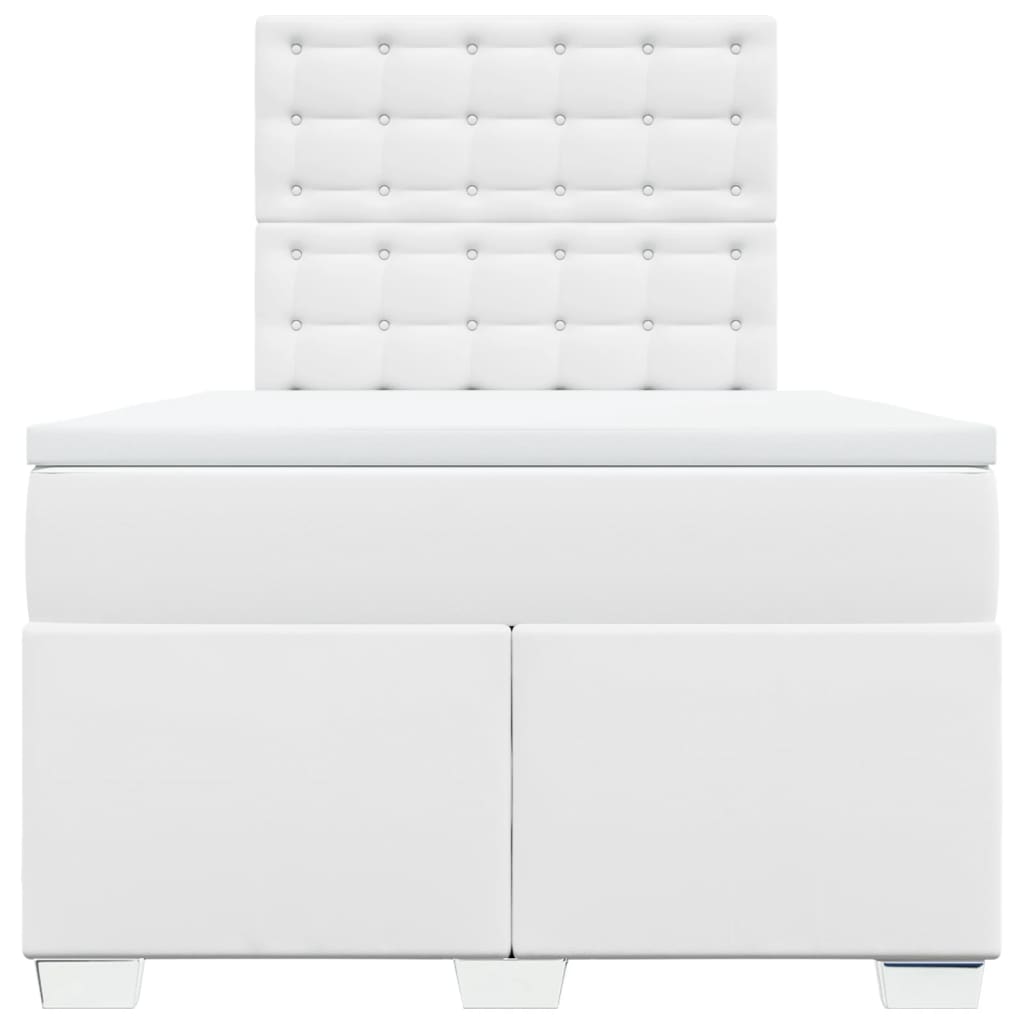 vidaXL Κρεβάτι Boxspring με Στρώμα Λευκό 120x190εκ.από Συνθετικό Δέρμα