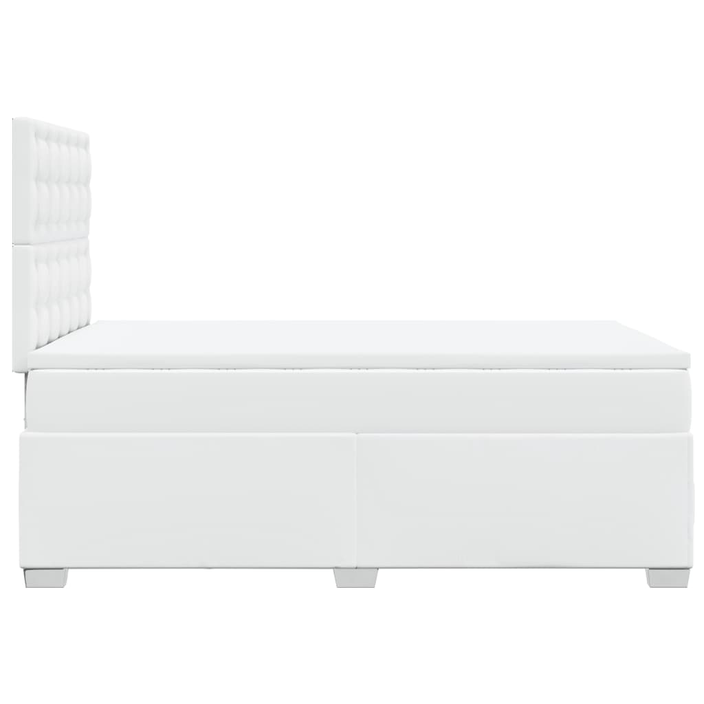 vidaXL Κρεβάτι Boxspring με Στρώμα Λευκό 120x190εκ.από Συνθετικό Δέρμα
