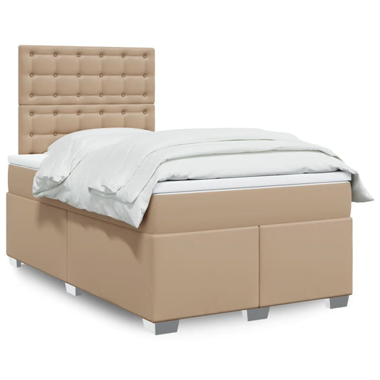 vidaXL Κρεβάτι Boxspring με Στρώμα Καπουτσίνο 120x190εκ.από Συνθ.Δέρμα