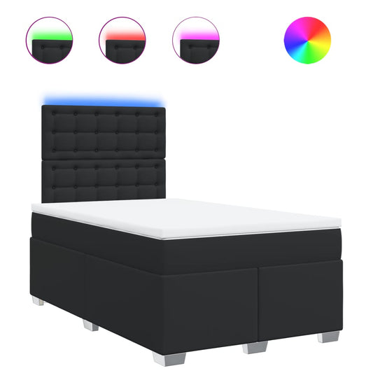 vidaXL Κρεβάτι Boxspring με Στρώμα Μαύρο 120 x 200 εκ. Συνθετικό Δέρμα