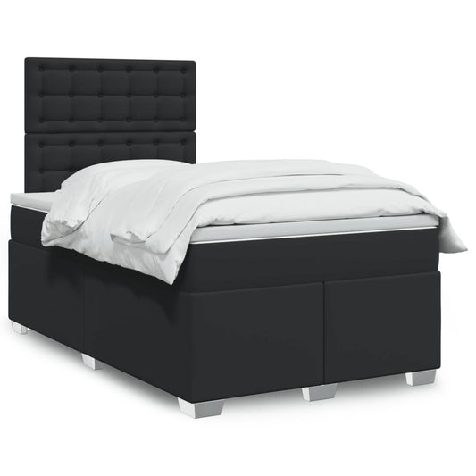 vidaXL Κρεβάτι Boxspring με Στρώμα Μαύρο 120 x 200 εκ. Συνθετικό Δέρμα