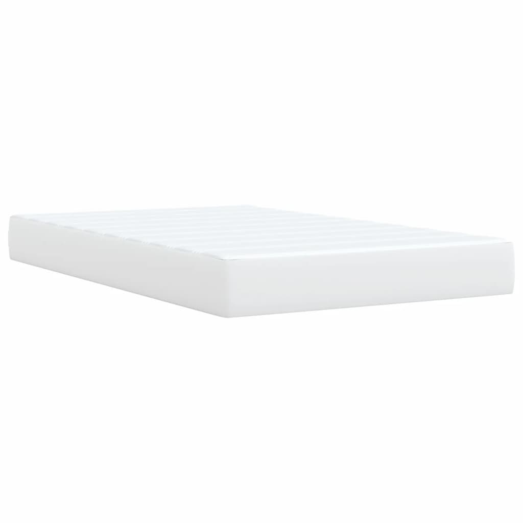 vidaXL Κρεβάτι Boxspring με Στρώμα Λευκό 120x200εκ.από Συνθετικό Δέρμα