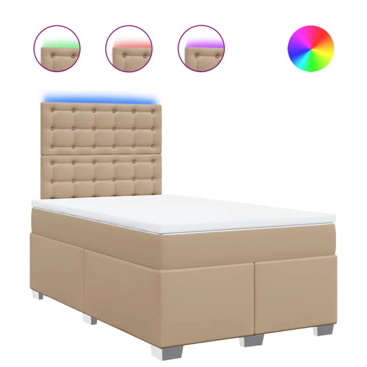 vidaXL Κρεβάτι Boxspring με Στρώμα Καπουτσίνο 120x200εκ.από Συνθ.Δέρμα