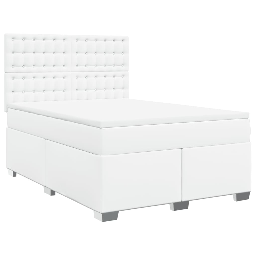 vidaXL Κρεβάτι Boxspring με Στρώμα Λευκό 160x200εκ.από Συνθετικό Δέρμα