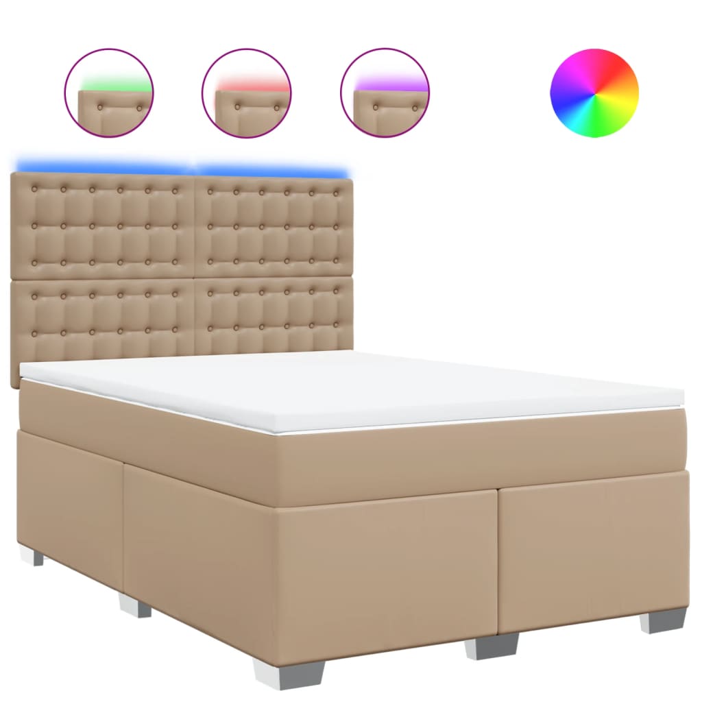 vidaXL Κρεβάτι Boxspring με Στρώμα Καπουτσίνο 160x200εκ.από Συνθ.Δέρμα