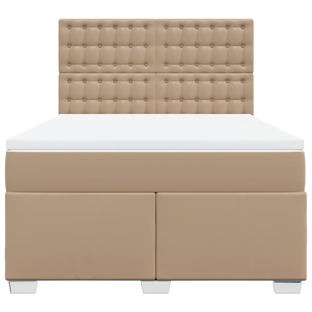 vidaXL Κρεβάτι Boxspring με Στρώμα Καπουτσίνο 160x200εκ.από Συνθ.Δέρμα