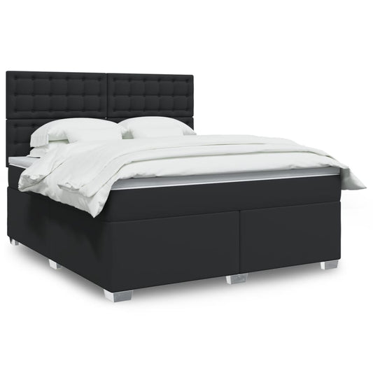 vidaXL Κρεβάτι Boxspring με Στρώμα Μαύρο 180x200εκ.από Συνθετικό Δέρμα