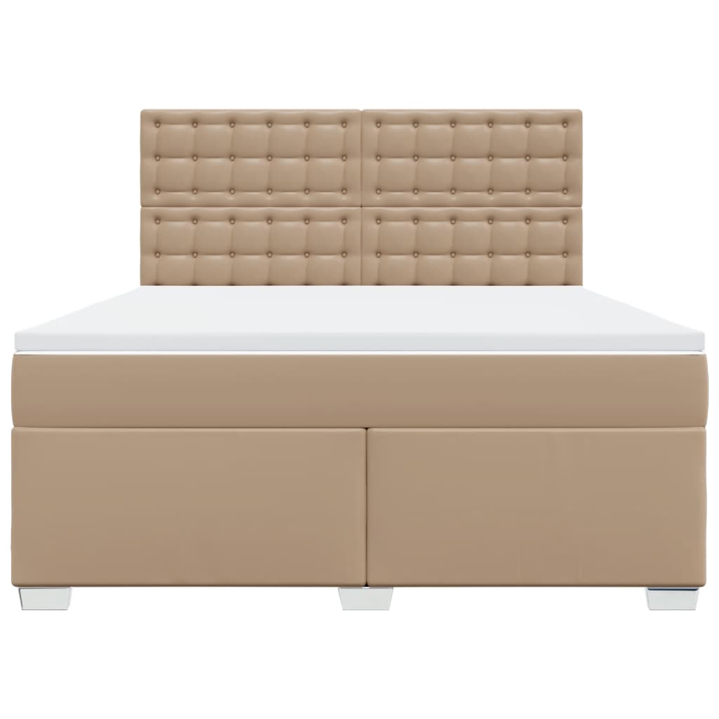 vidaXL Κρεβάτι Boxspring με Στρώμα Καπουτσίνο 180x200 εκ. Συνθ. Δέρμα