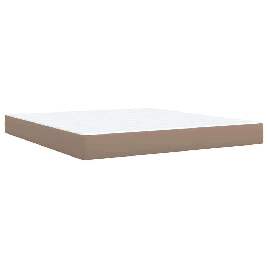 vidaXL Κρεβάτι Boxspring με Στρώμα Καπουτσίνο 180x200 εκ. Συνθ. Δέρμα