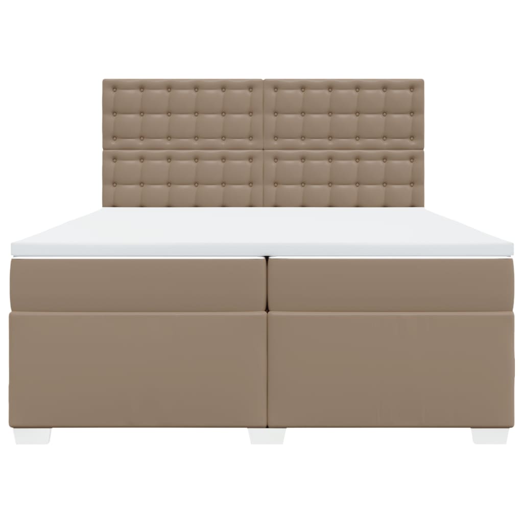 vidaXL Κρεβάτι Boxspring με Στρώμα Καπουτσίνο 200x200εκ.από Συνθ.Δέρμα