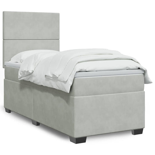 vidaXL Κρεβάτι Boxspring με Στρώμα Ανοιχτό Γκρι 80x200 εκ. Βελούδινο