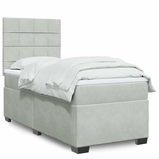 vidaXL Κρεβάτι Boxspring με Στρώμα Ανοιχτό Γκρι 80x200 εκ. Βελούδινο