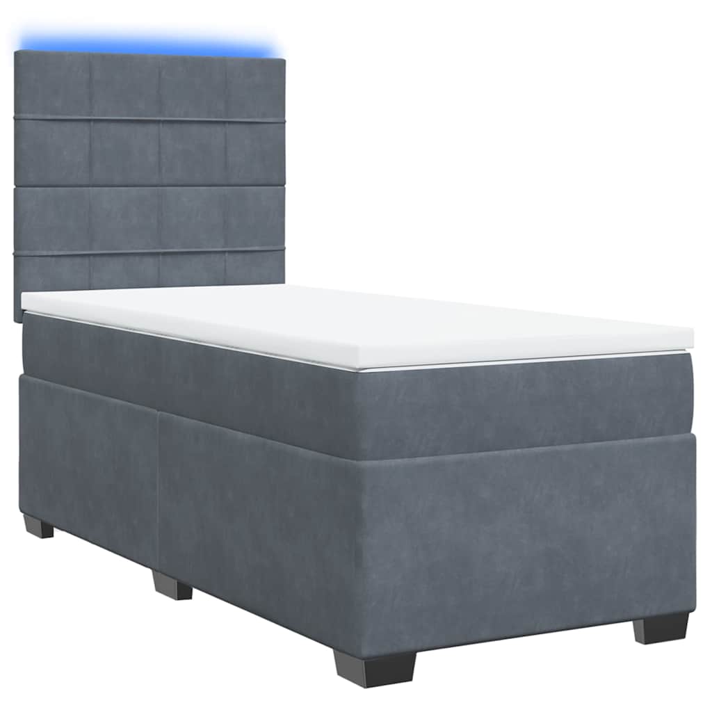 vidaXL Κρεβάτι Boxspring με Στρώμα Σκούρο Γκρι 80x200 εκ. Βελούδινο