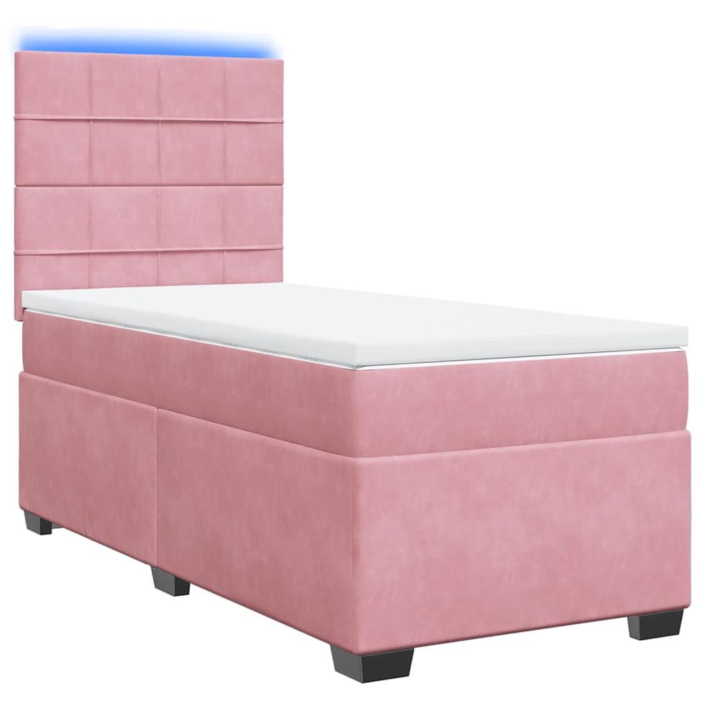 vidaXL Κρεβάτι Boxspring με Στρώμα Ροζ 80 x 200 εκ. Βελούδινο