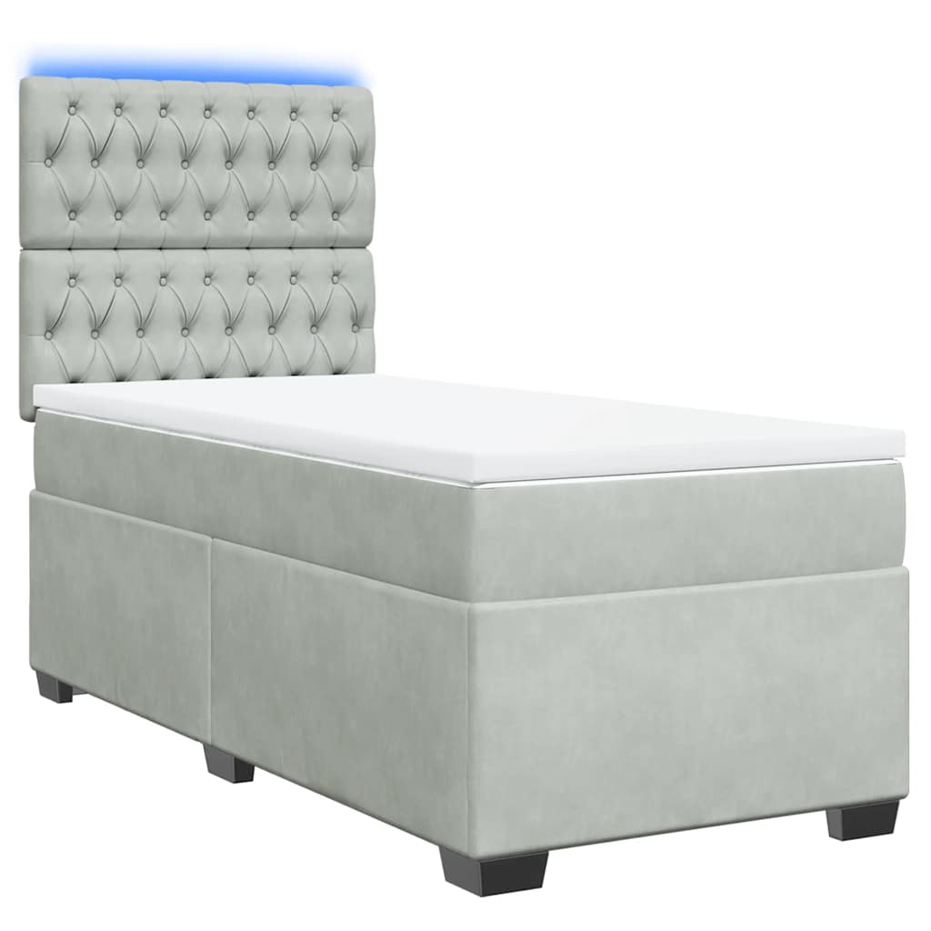vidaXL Κρεβάτι Boxspring με Στρώμα Ανοιχτό Γκρι 80x200 εκ. Βελούδινο
