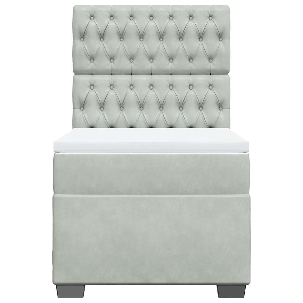 vidaXL Κρεβάτι Boxspring με Στρώμα Ανοιχτό Γκρι 80x200 εκ. Βελούδινο
